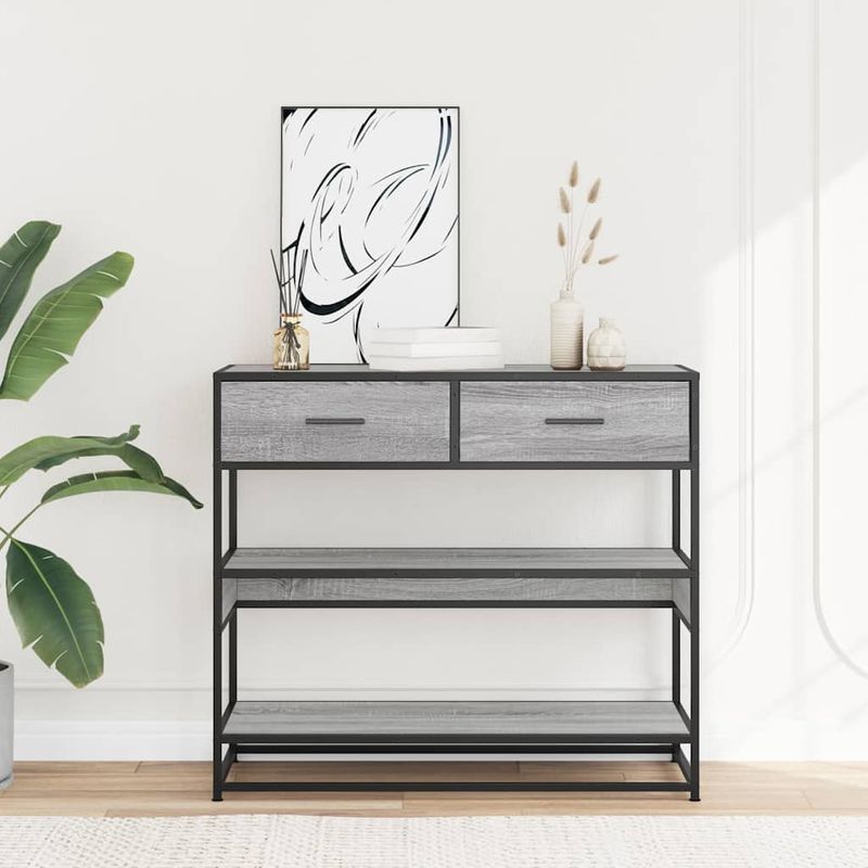 Casa si Gradina - Mobilier - Comode si corpuri - Console - Masuta consola, gri sonoma, 90x35x80 cm, lemn prelucrat - Infinity.ro