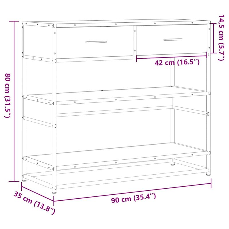 Casa si Gradina - Mobilier - Comode si corpuri - Console - Masuta consola, gri sonoma, 90x35x80 cm, lemn prelucrat - Infinity.ro