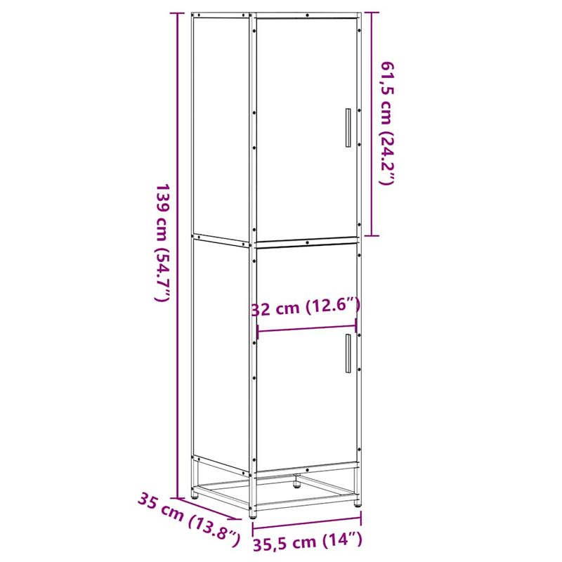 Casa si Gradina - Mobilier - Comode si corpuri - Comode - Dulapuru stejar maro 35,5x35x139 cm lemn si metal prelucrat - Infinity.ro
