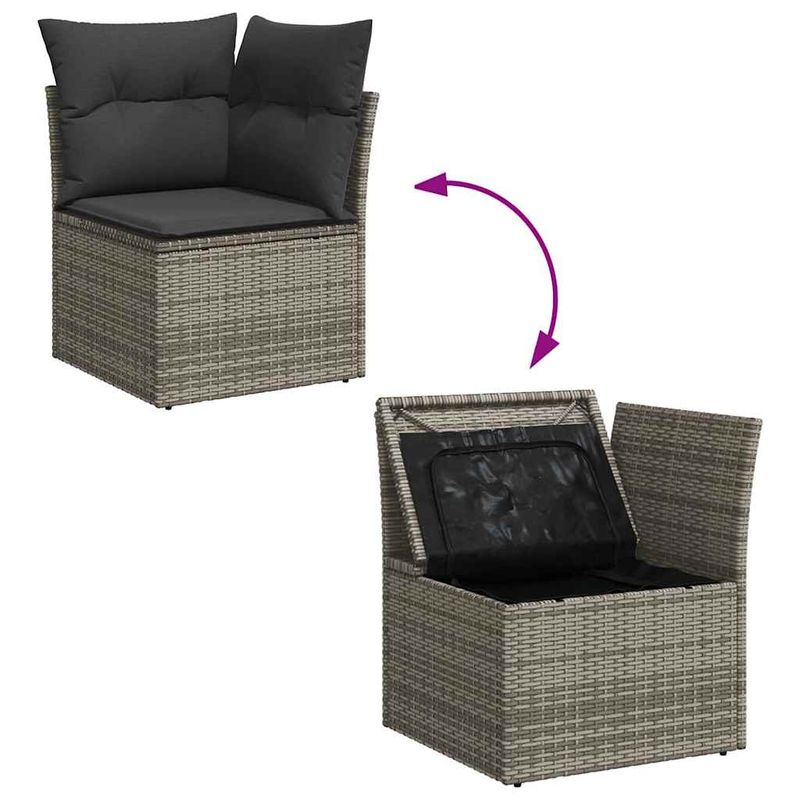 Casa si Gradina - Gradina si terasa - Mobilier exterior - Seturi mobila gradina - Set canapele gradina cu perne 7 piese gri poliratan/lemn acacia - Infinity.ro