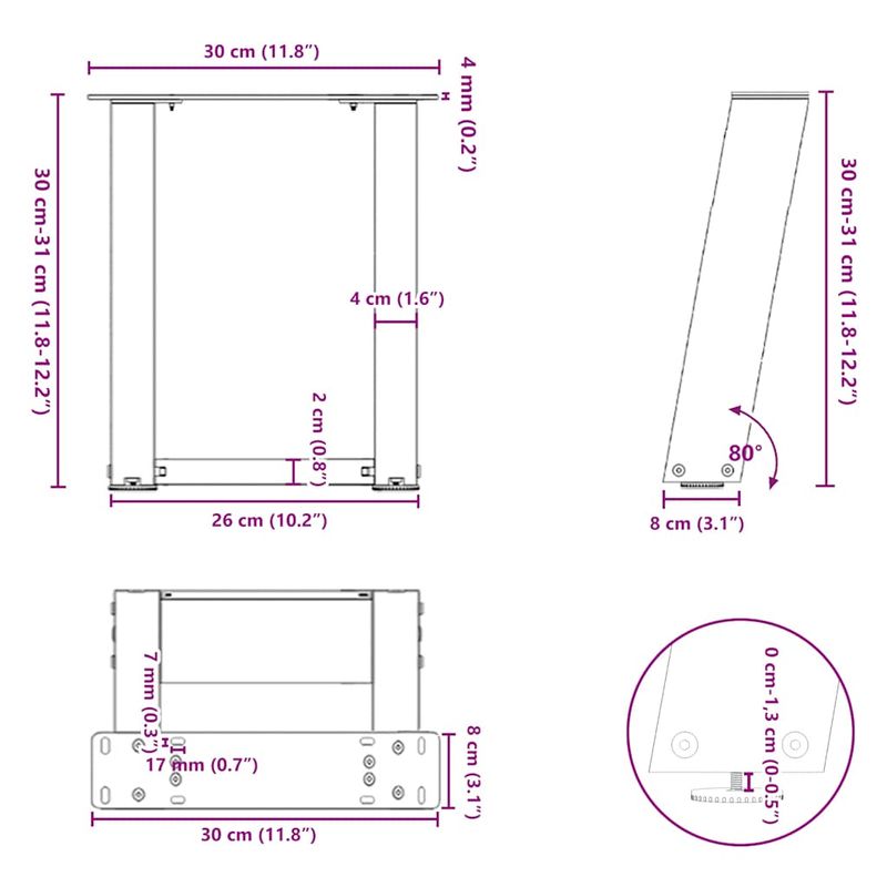 Casa si Gradina - Mobilier - Feronerie si accesorii mobila - Picioare masuta de cafea in forma de U 2 buc Negru Otel - Infinity.ro