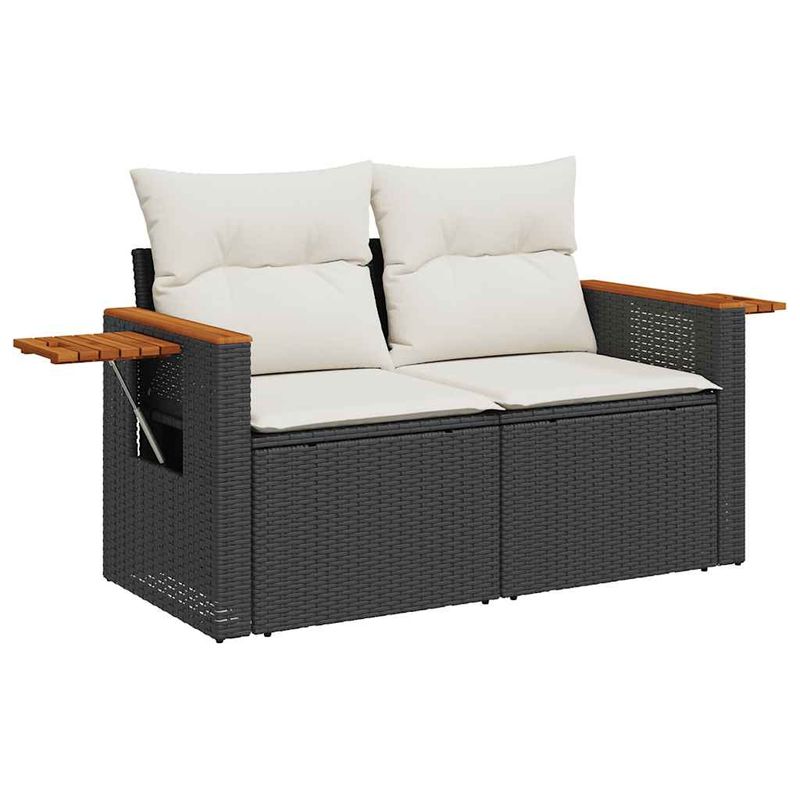 Casa si Gradina - Gradina si terasa - Mobilier exterior - Seturi mobila gradina - Set mobilier gradina perne 6 piese negru poliratan/lemn acacia - Infinity.ro