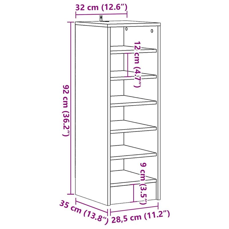 Casa si Gradina - Mobilier - Organizare si depozitare - Organizator incaltaminte - Dulap Pantofi Lemn Vechi 32x35x92 cm Lemn prelucrat, model shoe cabinet without door - Infinity.ro