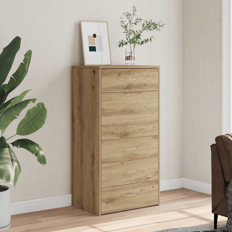 Casa si Gradina - Mobilier - Comode si corpuri - Comode - Servanta cu 6 sertare, Stejar artizanal, 50 x 34 x 96 cm, PAL - Infinity.ro