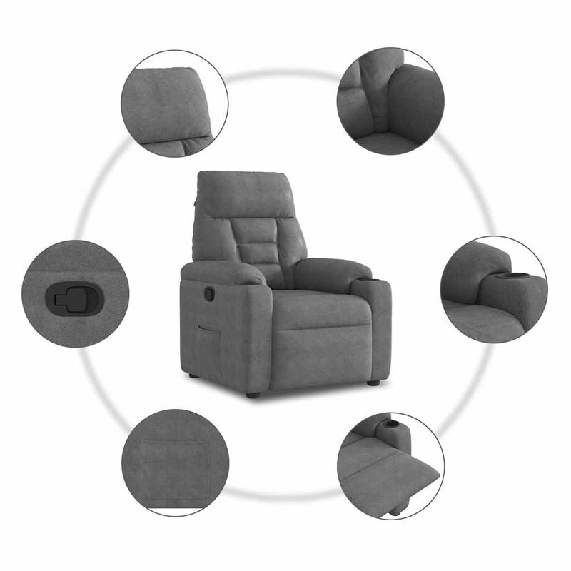 Casa si Gradina - Mobilier - Scaune si fotolii - Fotolii - Fotoliu rabatabil, gri inchis, microfibra - Infinity.ro