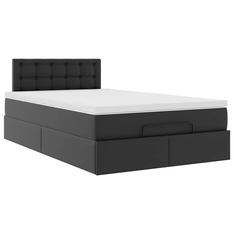 Casa si Gradina - Mobilier - Paturi si accesorii - Paturi - Cadru de pat otoman saltea neagra 120x200cm piele artificiala - Infinity.ro