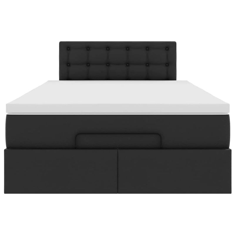Casa si Gradina - Mobilier - Paturi si accesorii - Paturi - Cadru de pat otoman saltea neagra 120x200cm piele artificiala - Infinity.ro