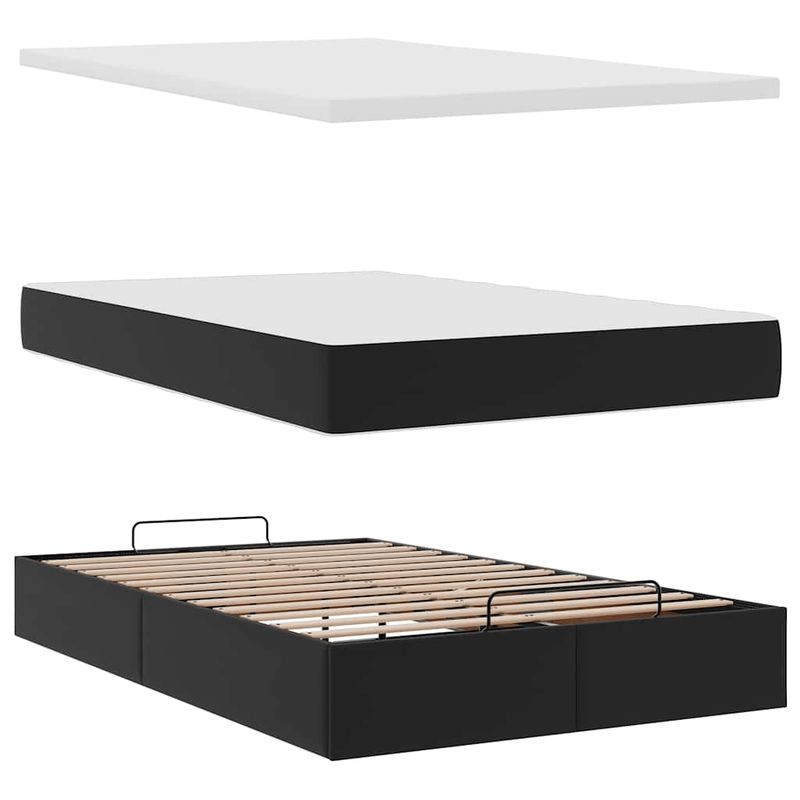 Casa si Gradina - Mobilier - Paturi si accesorii - Paturi - Cadru de pat otoman saltea neagra 120x200cm piele artificiala - Infinity.ro