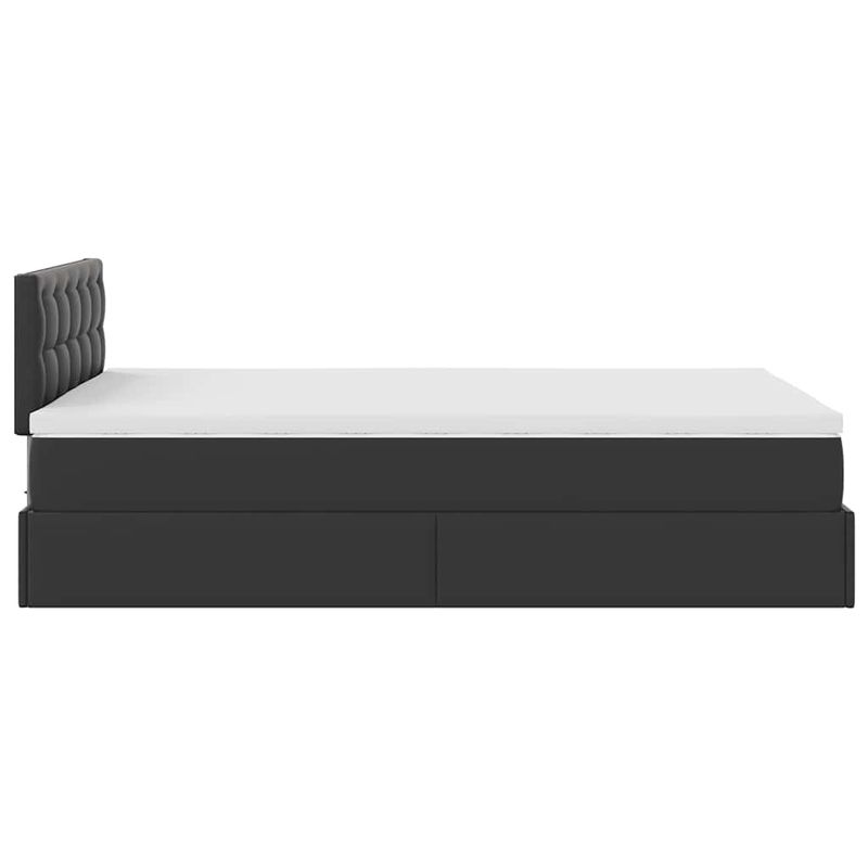 Casa si Gradina - Mobilier - Paturi si accesorii - Paturi - Cadru de pat otoman saltea neagra 120x200cm piele artificiala - Infinity.ro