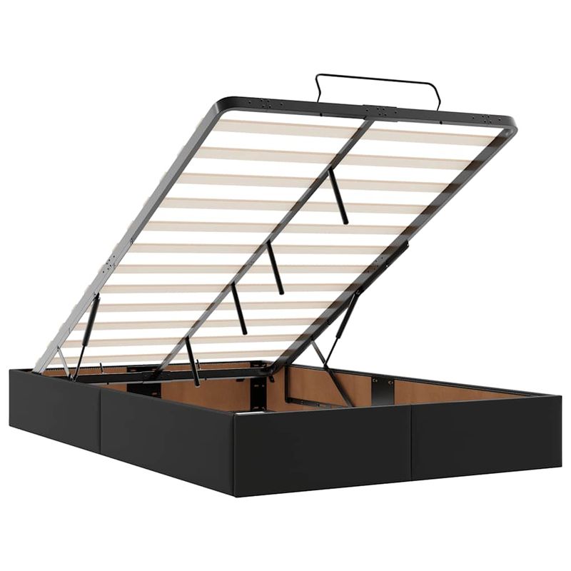 Casa si Gradina - Mobilier - Paturi si accesorii - Paturi - Cadru de pat otoman saltea neagra 120x200cm piele artificiala - Infinity.ro