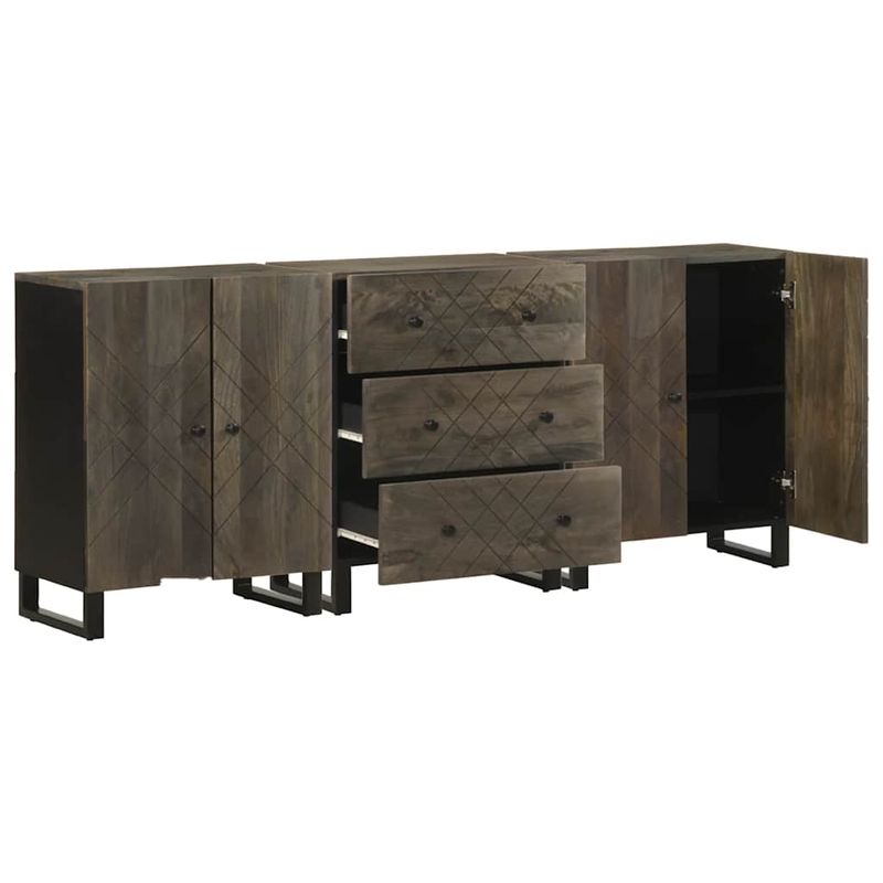 Casa si Gradina - Mobilier - Dulapuri si sifoniere - Dulapuri - Bufete 3 buc Negru 60x33x75 cm lemn masiv de mango - Infinity.ro