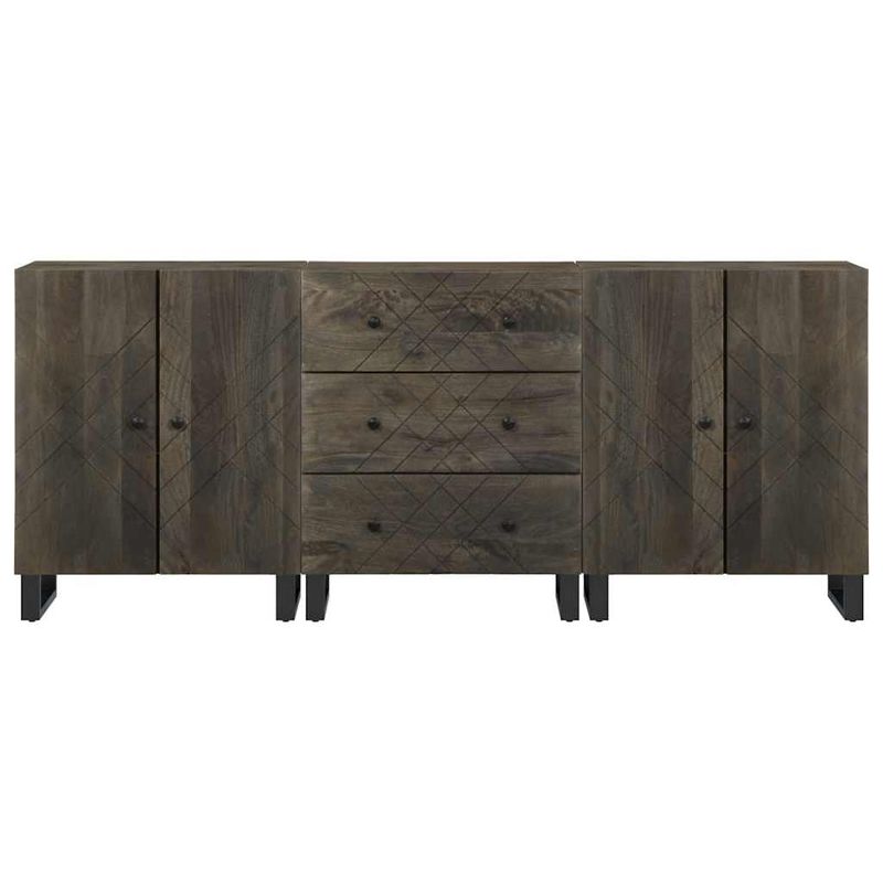 Casa si Gradina - Mobilier - Dulapuri si sifoniere - Dulapuri - Bufete 3 buc Negru 60x33x75 cm lemn masiv de mango - Infinity.ro