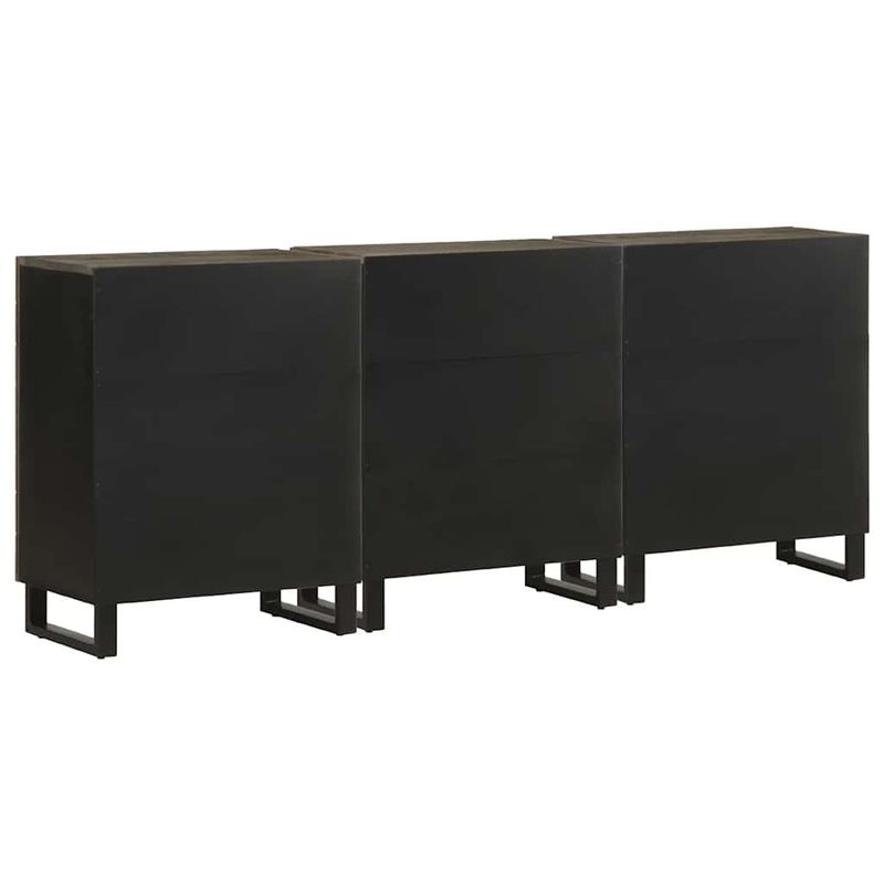 Casa si Gradina - Mobilier - Dulapuri si sifoniere - Dulapuri - Bufete 3 buc Negru 60x33x75 cm lemn masiv de mango - Infinity.ro