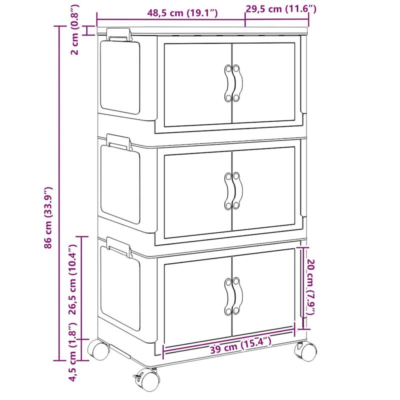 Casa si Gradina - Constructii - Depozitare, transport si protectie - Accesorii echipamente pentru transport si ridicat - Cutie de depozitare stivuita cu roti 28 L 48,5x29,5x86 cm - Infinity.ro
