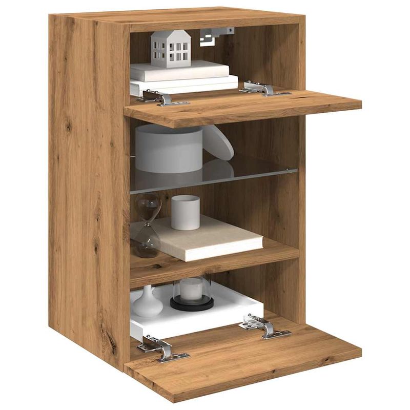Casa si Gradina - Mobilier - Comode si corpuri - Comode - Comode TV cu lumini LED, 2 buc. Stejar artizanal 40x30x60,5 cm - Infinity.ro