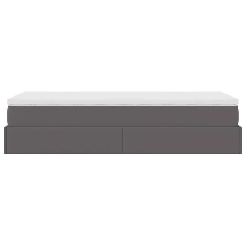 Casa si Gradina - Mobilier - Paturi si accesorii - Paturi - Cadru de pat otoman cu saltea gri 90x200cm piele artificiala - Infinity.ro