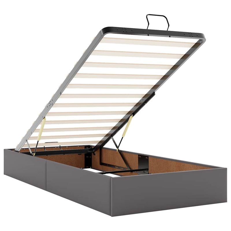 Casa si Gradina - Mobilier - Paturi si accesorii - Paturi - Cadru de pat otoman cu saltea gri 90x200cm piele artificiala - Infinity.ro