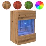 Casa si Gradina - Mobilier - Comode si corpuri - Comode - Comode TV cu lumini LED, 2 buc. Stejar artizanal 40x30x60,5 cm - Infinity.ro