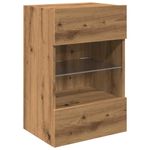 Casa si Gradina - Mobilier - Comode si corpuri - Comode - Comode TV cu lumini LED, 2 buc. Stejar artizanal 40x30x60,5 cm - Infinity.ro