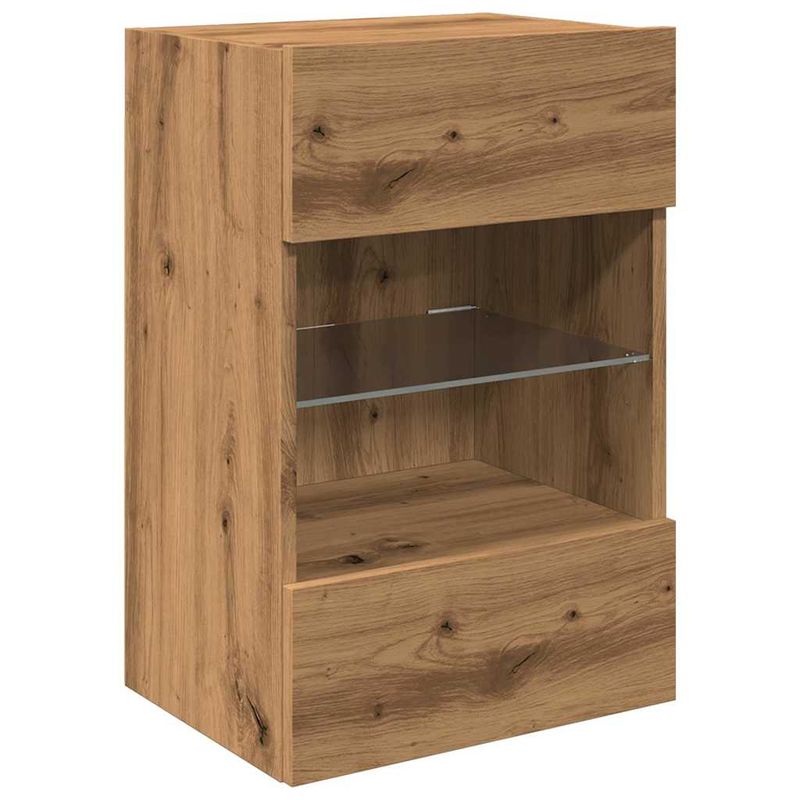 Casa si Gradina - Mobilier - Comode si corpuri - Comode - Comode TV cu lumini LED, 2 buc. Stejar artizanal 40x30x60,5 cm - Infinity.ro