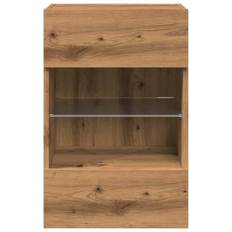 Casa si Gradina - Mobilier - Comode si corpuri - Comode - Comode TV cu lumini LED, 2 buc. Stejar artizanal 40x30x60,5 cm - Infinity.ro