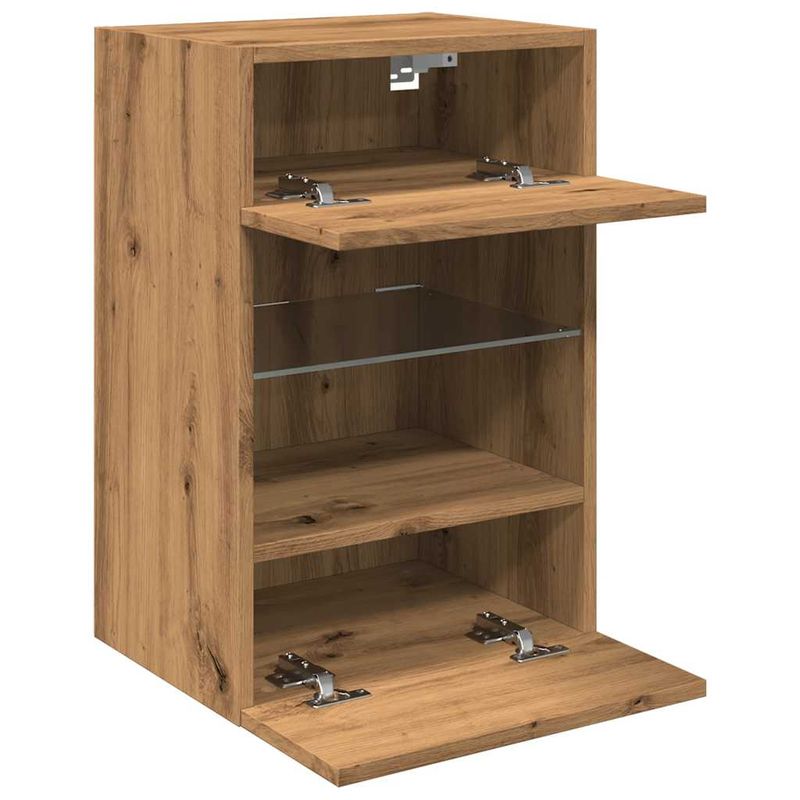 Casa si Gradina - Mobilier - Comode si corpuri - Comode - Comode TV cu lumini LED, 2 buc. Stejar artizanal 40x30x60,5 cm - Infinity.ro