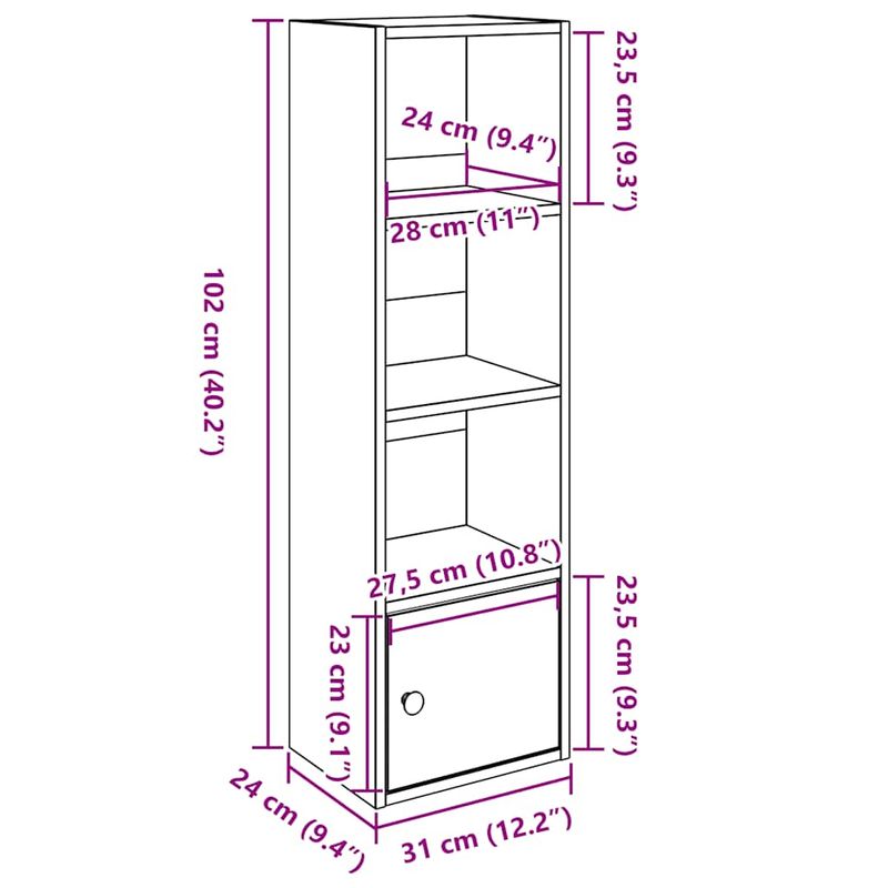 Casa si Gradina - Mobilier - Biblioteci si rafturi - Biblioteci - Biblioteca, gri sonoma, 31x24x102 cm, lemn prelucrat - Infinity.ro