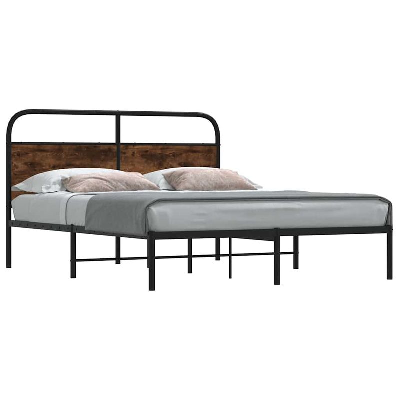Casa si Gradina - Mobilier - Paturi si accesorii - Paturi - Cadru pat fara saltea stejar fumuriu 150x200 cm lemn prelucrat - Infinity.ro