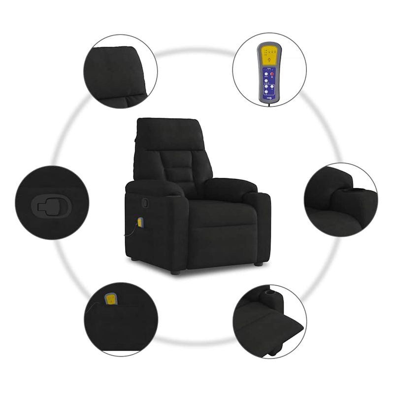 Ingrijire personala si Cosmetice - Sanatate si wellness - Articole wellness - Fotolii de masaj - Fotoliu de masaj rabatabil, negru, microfibra - Infinity.ro