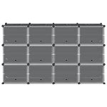 Casa si Gradina - Mobilier - Organizare si depozitare - Organizator incaltaminte - Organizator cub de depozitare cu usi, 12 cuburi, negru, PP - Infinity.ro