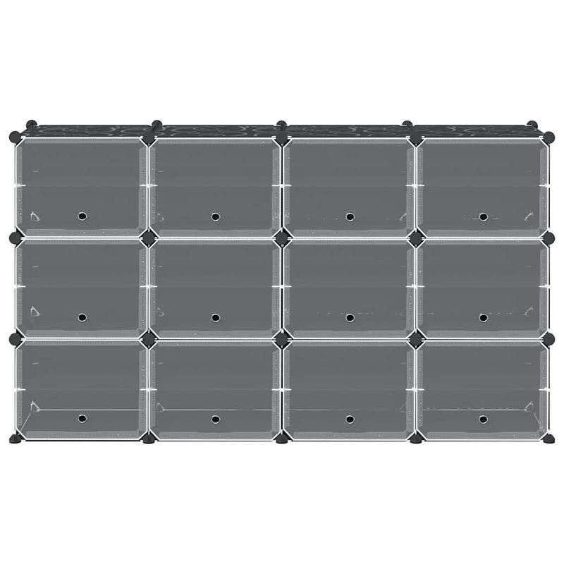 Casa si Gradina - Mobilier - Organizare si depozitare - Organizator incaltaminte - Organizator cub de depozitare cu usi, 12 cuburi, negru, PP - Infinity.ro