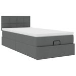 Casa si Gradina - Mobilier - Paturi si accesorii - Paturi - Pat otoman cu saltea tesatura gri inchis 90x200 cm, model cu blocuri pătrate - Infinity.ro