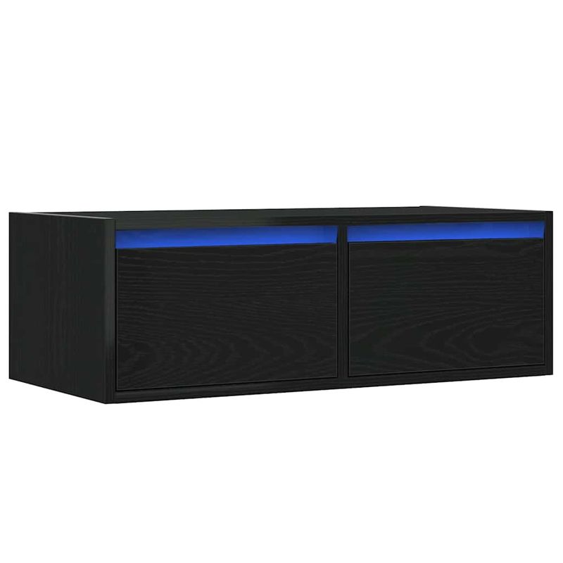 Casa si Gradina - Mobilier - Comode si corpuri - Comode - Dulap TV cu lumini LED Stejar negru 75x35,5x25 cm - Infinity.ro
