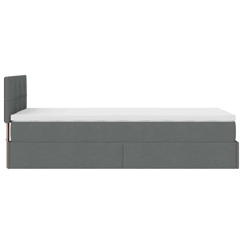 Casa si Gradina - Mobilier - Paturi si accesorii - Paturi - Pat otoman cu saltea tesatura gri inchis 90x200 cm, model cu blocuri pătrate - Infinity.ro