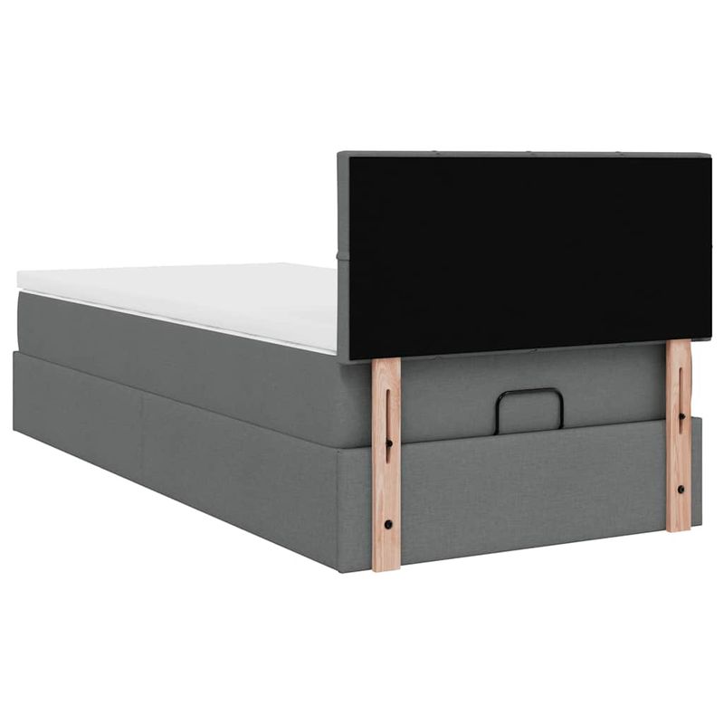 Casa si Gradina - Mobilier - Paturi si accesorii - Paturi - Pat otoman cu saltea tesatura gri inchis 90x200 cm, model cu blocuri pătrate - Infinity.ro