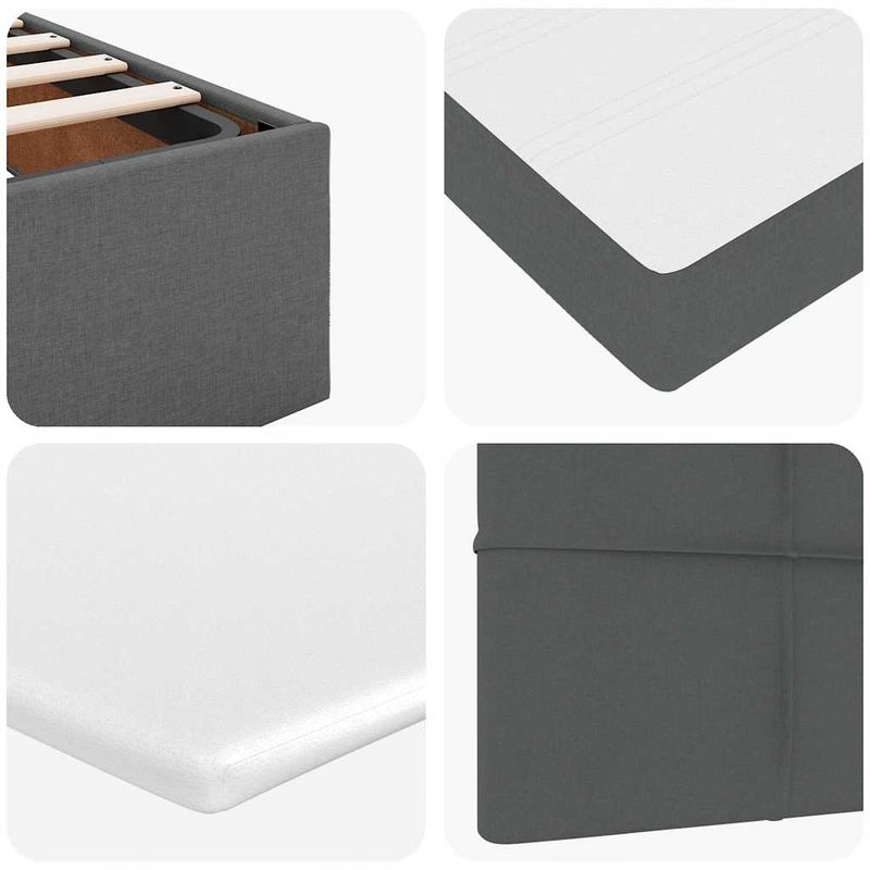 Casa si Gradina - Mobilier - Paturi si accesorii - Paturi - Pat otoman cu saltea tesatura gri inchis 90x200 cm, model cu blocuri pătrate - Infinity.ro