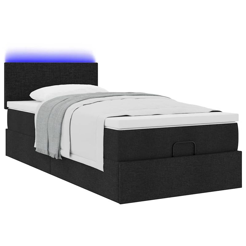 Casa si Gradina - Mobilier - Paturi si accesorii - Paturi - Pat otoman cu saltea tesatura neagra 90x200 cm, model design simplu - Infinity.ro