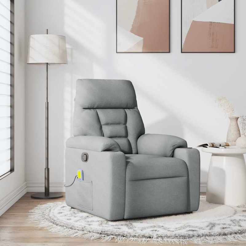 Ingrijire personala si Cosmetice - Sanatate si wellness - Articole wellness - Fotolii de masaj - Fotoliu de masaj rabatabil, gri deschis, textil - Infinity.ro