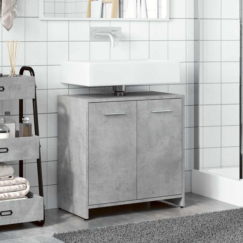 Casa si Gradina - Mobilier - Mobilier baie - Comode baie - Dulap pentru chiuveta de baie gri beton lemn prelucrat - Infinity.ro