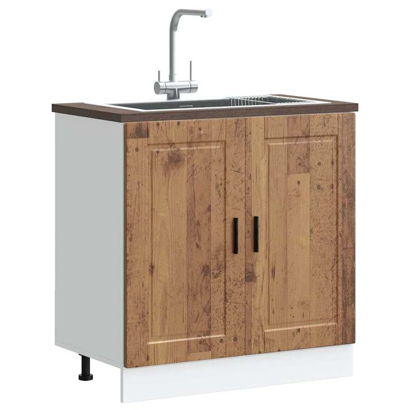 Casa si Gradina - Mobilier - Comode si corpuri - Corpuri bucatarie - Dulap de baza pentru chiuveta „Porto” din lemn vechi lemn - Infinity.ro