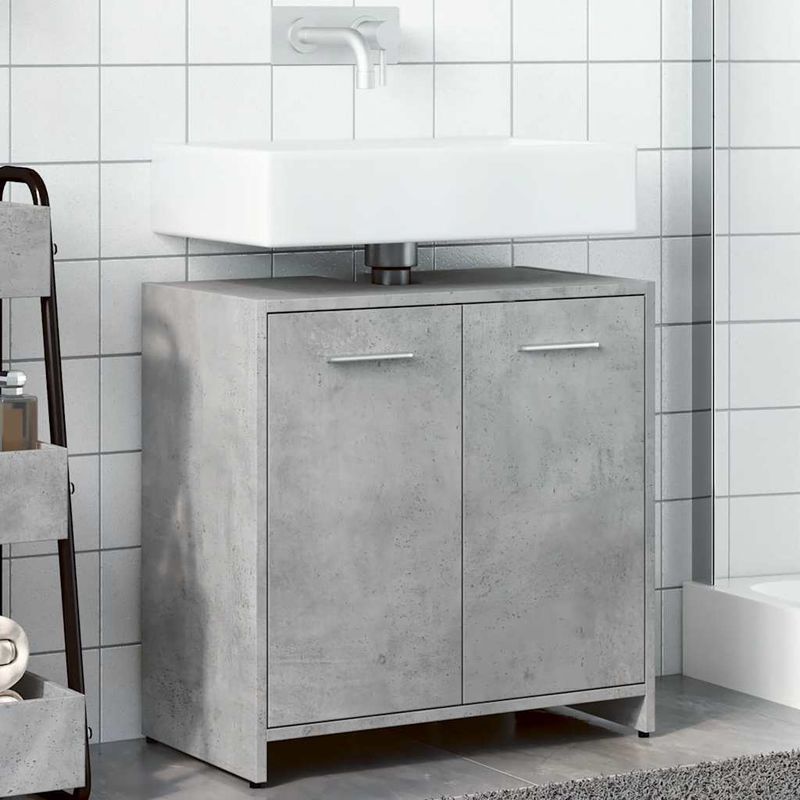 Casa si Gradina - Mobilier - Mobilier baie - Comode baie - Dulap pentru chiuveta de baie gri beton lemn prelucrat - Infinity.ro