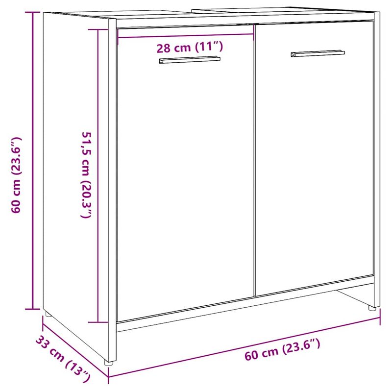 Casa si Gradina - Mobilier - Mobilier baie - Comode baie - Dulap pentru chiuveta de baie gri beton lemn prelucrat - Infinity.ro