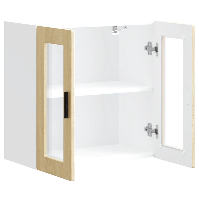 Casa si Gradina - Mobilier - Comode si corpuri - Corpuri bucatarie - Dulap de bucatarie cu usa de sticla din stejar Sonoma „Porto”., model 1x dulap de perete din sticlă (2 uși), mărime 60x31x60 cm - Infinity.ro