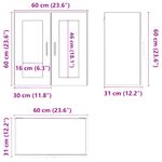 Casa si Gradina - Mobilier - Comode si corpuri - Corpuri bucatarie - Dulap de bucatarie cu usa de sticla din stejar Sonoma „Porto”., model 1x dulap de perete din sticlă (2 uși), mărime 60x31x60 cm - Infinity.ro