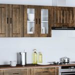 Casa si Gradina - Mobilier - Comode si corpuri - Corpuri bucatarie - Dulap de bucatarie cu usa din sticla stejar afumat „Porto”., model 1x dulap de perete din sticlă (2 uși), mărime 60x31x60 cm - Infinity.ro