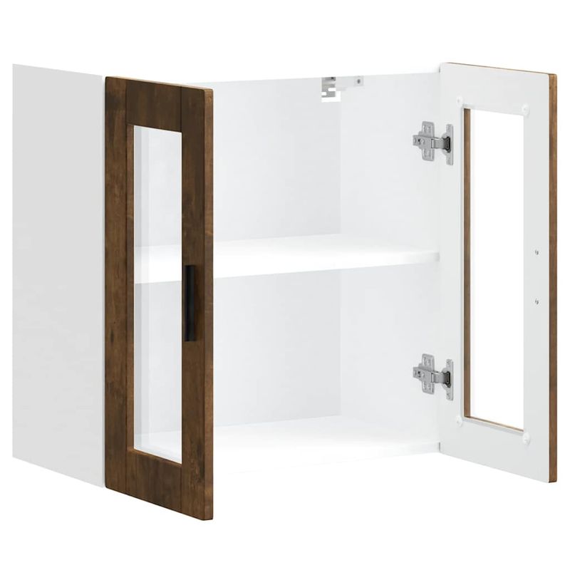 Casa si Gradina - Mobilier - Comode si corpuri - Corpuri bucatarie - Dulap de bucatarie cu usa din sticla stejar afumat „Porto”., model 1x dulap de perete din sticlă (2 uși), mărime 60x31x60 cm - Infinity.ro