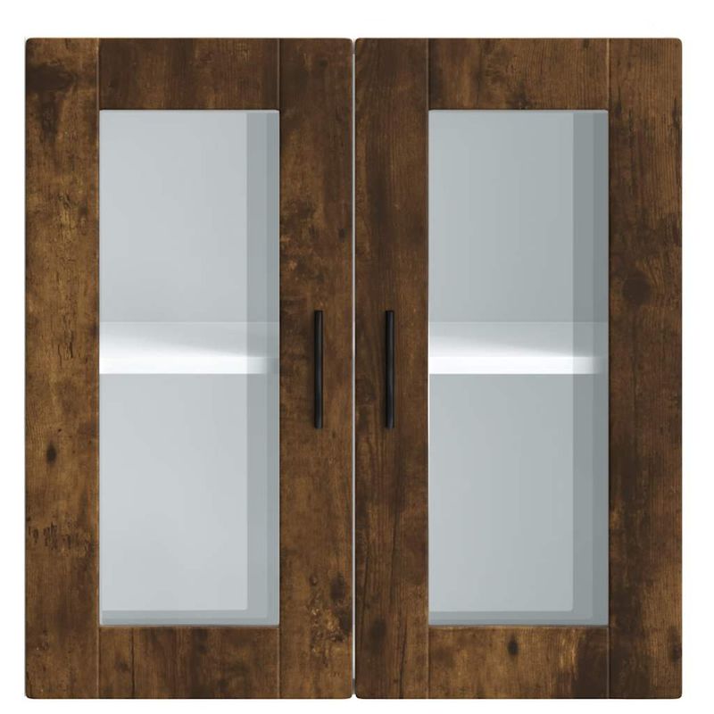 Casa si Gradina - Mobilier - Comode si corpuri - Corpuri bucatarie - Dulap de bucatarie cu usa din sticla stejar afumat „Porto”., model 1x dulap de perete din sticlă (2 uși), mărime 60x31x60 cm - Infinity.ro