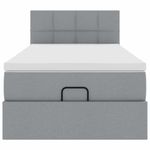 Casa si Gradina - Mobilier - Paturi si accesorii - Paturi - Pat otoman cu saltea tesatura gri deschis 100x200 cm, model cu blocuri pătrate - Infinity.ro