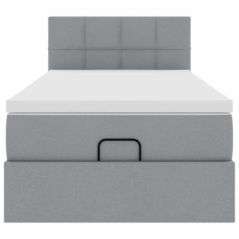 Casa si Gradina - Mobilier - Paturi si accesorii - Paturi - Pat otoman cu saltea tesatura gri deschis 100x200 cm, model cu blocuri pătrate - Infinity.ro