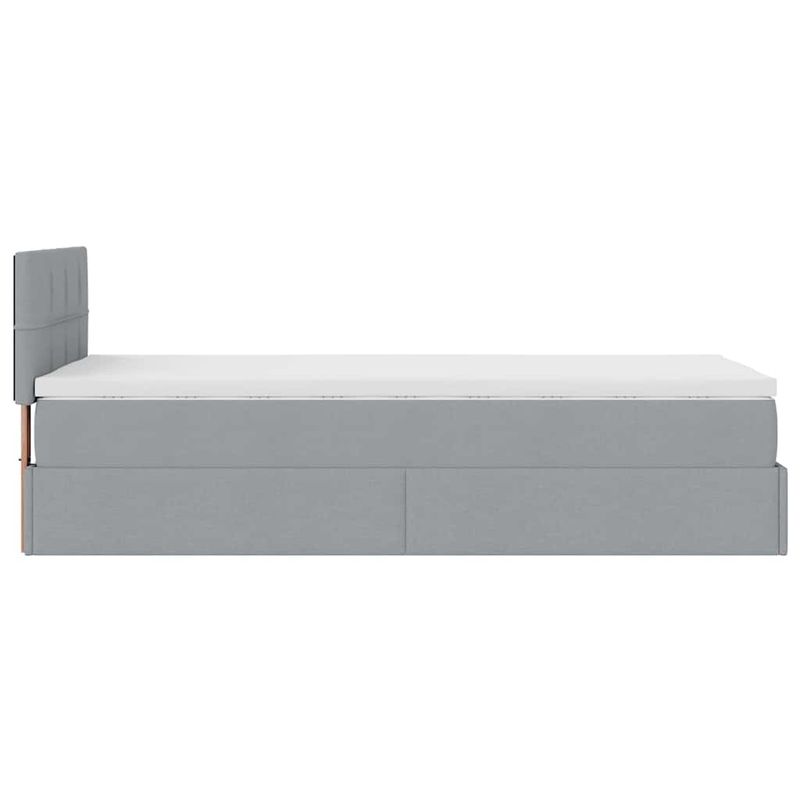 Casa si Gradina - Mobilier - Paturi si accesorii - Paturi - Pat otoman cu saltea tesatura gri deschis 100x200 cm, model cu blocuri pătrate - Infinity.ro